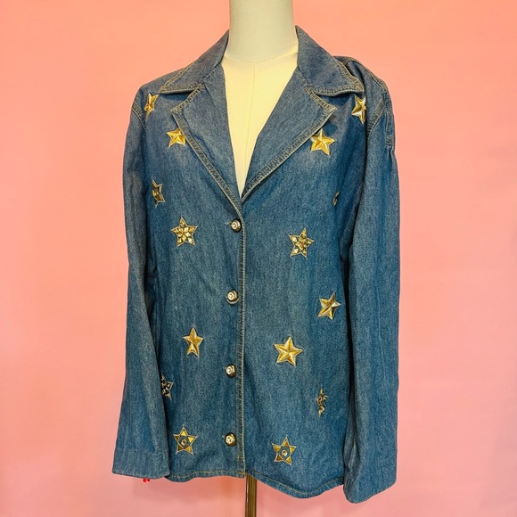 Vintage Jackets & Blazers - Vintage Denim Star Embellished Jacket